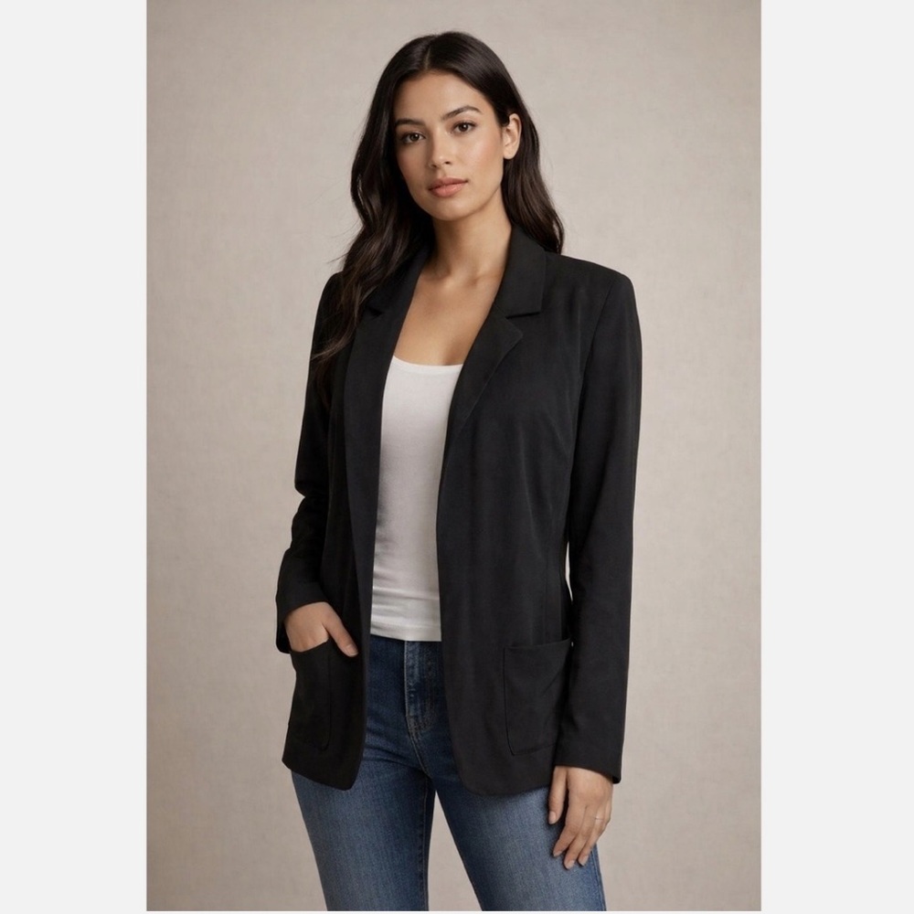 Aritzia Talula open front cardigan black blazer unstructured